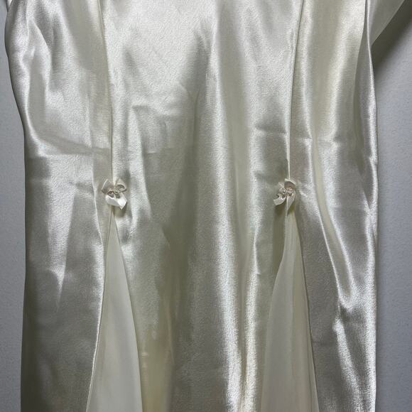 Vintage Bridal Floral Slip Dress Robe Set Ivory White Medium Peignoir Lace Satin - Picture 14 of 15